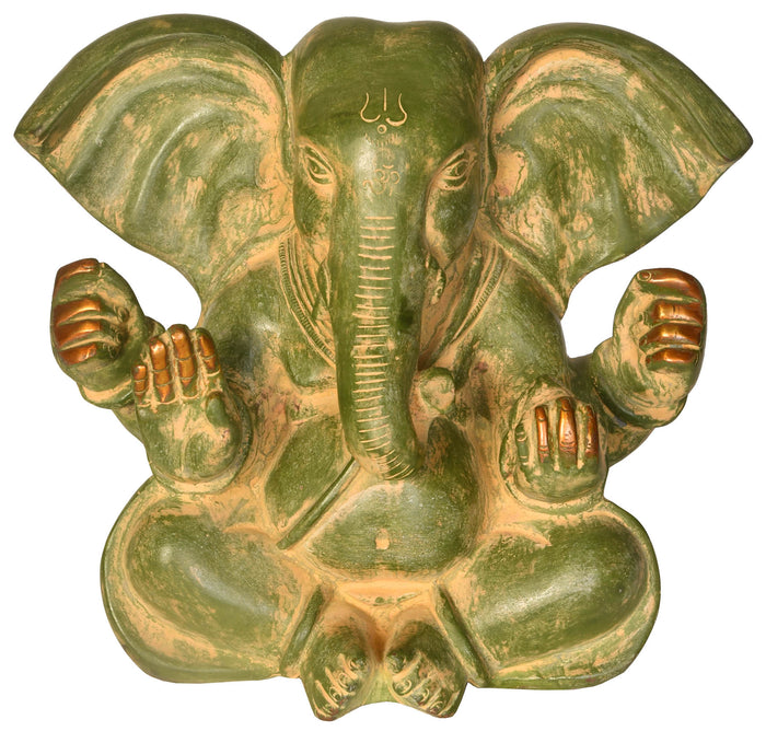 9" Brass Ganesha Sculpture with Large Ears | Handmade | Made in India