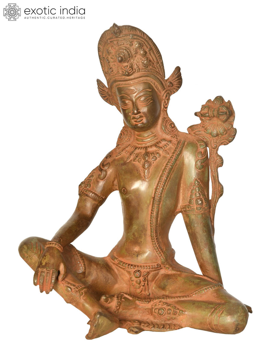 10" Avalokiteshvara Handmade Brass Idol for Tibetan Buddhist Pooja