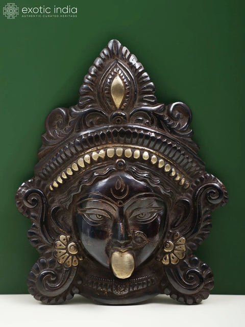 7" Serenity of Kali Wall-Hanging Mask in Brass
