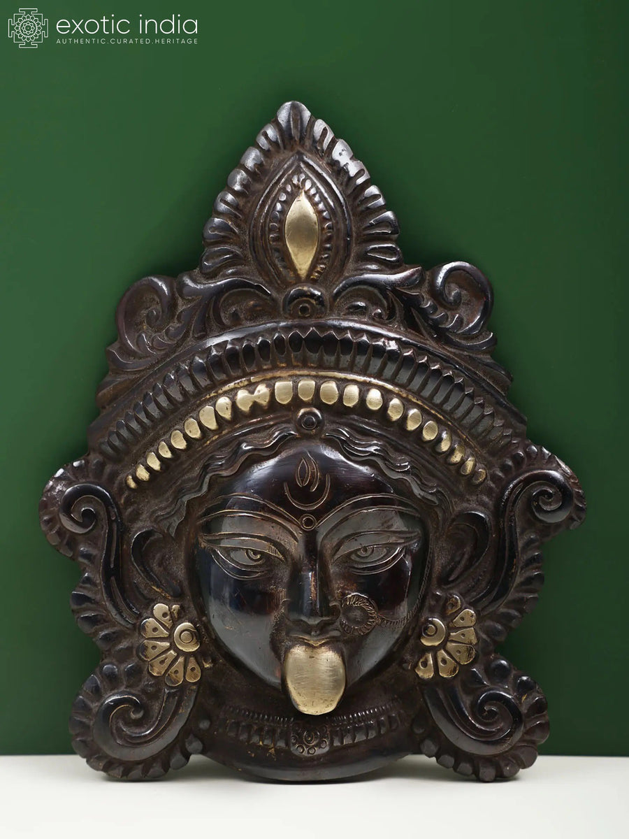 7" Serenity of Kali Brass Wall-Hanging Mask Handmade