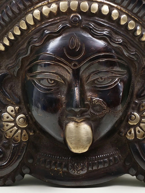 7" Serenity of Kali Wall-Hanging Mask in Brass