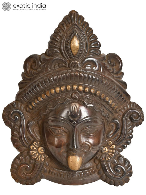 7" Serenity of Kali Wall-Hanging Mask in Brass
