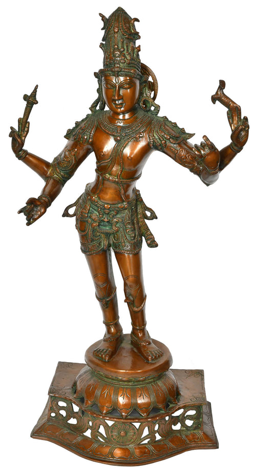 31" Handmade Lord Shiva Pashupatinath Brass Statue