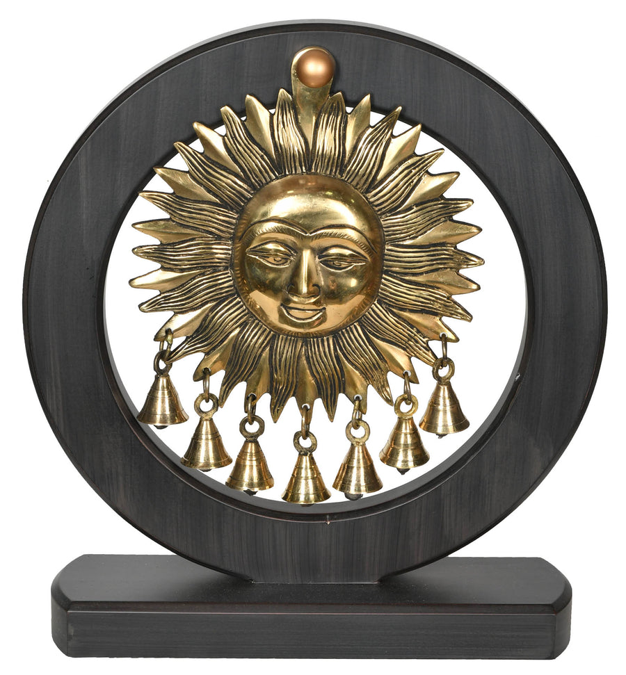 God Surya Brass Idol with Dangle Bells for Home Decor
