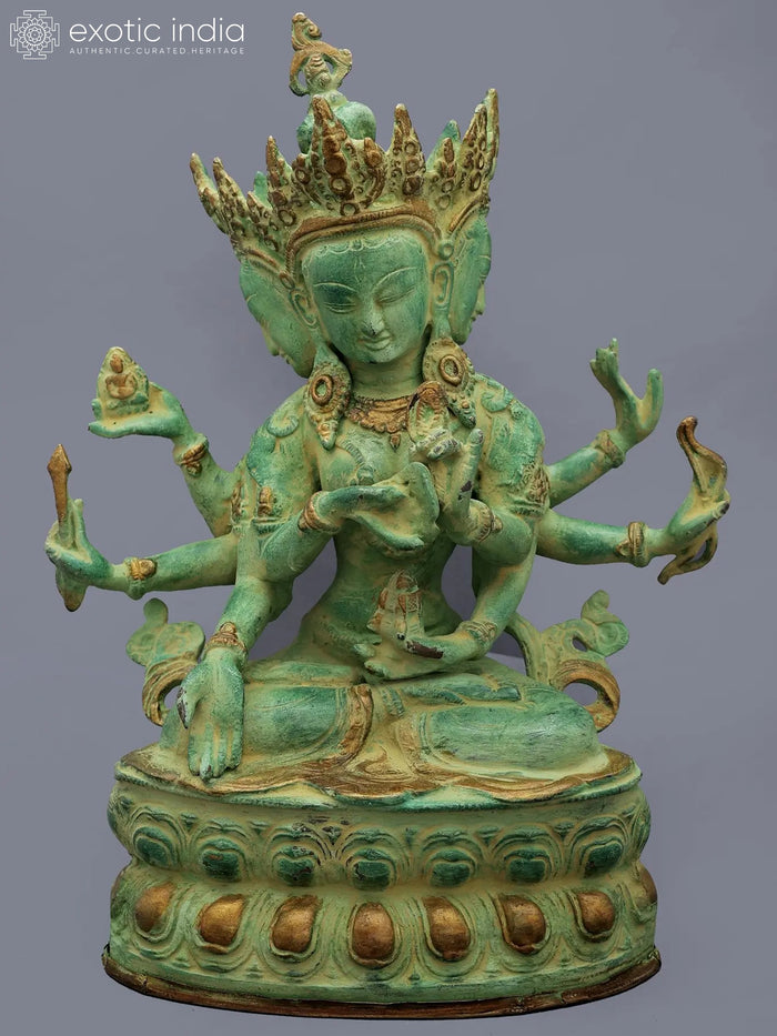 13" Handmade Ushnishavijaya Brass Idol for Pooja