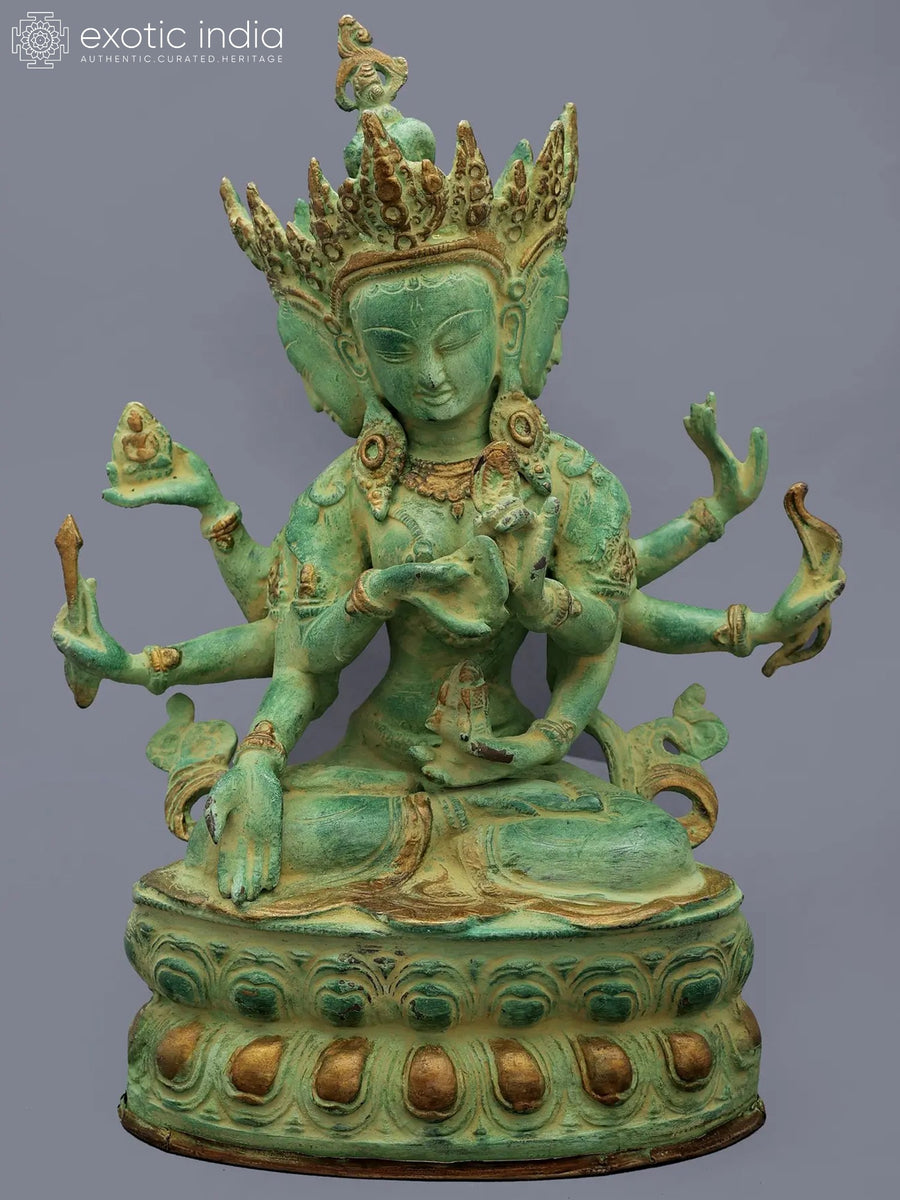 13" Handmade Ushnishavijaya Brass Idol for Pooja