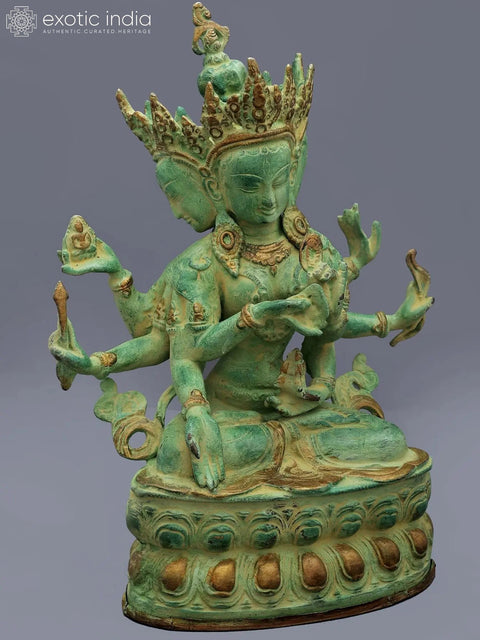 13" Nimnamukhi Devi Ushnishavijaya Brass Idol | Handmade | Made in India