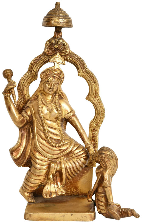 13" Goddess Bagalamukhi Brass Statue | Handmade | Made in India