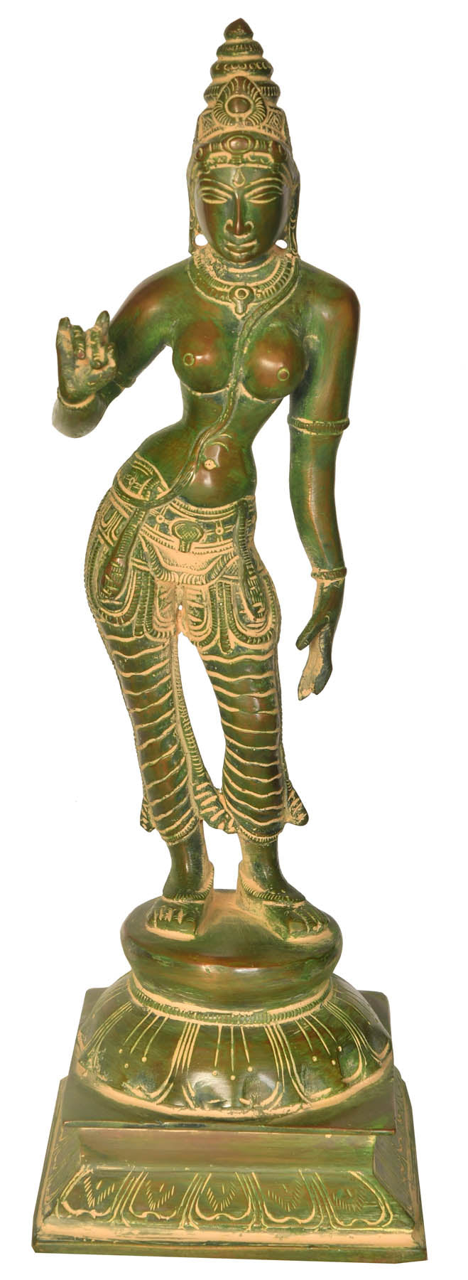 11" Goddess Parvati Brass Statue Handcrafted Idol