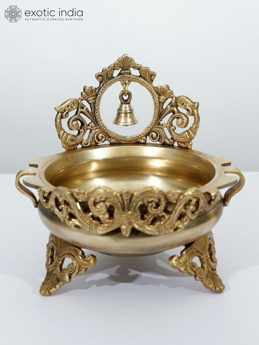 Brass Urli with Bell Home Decor Sculpture