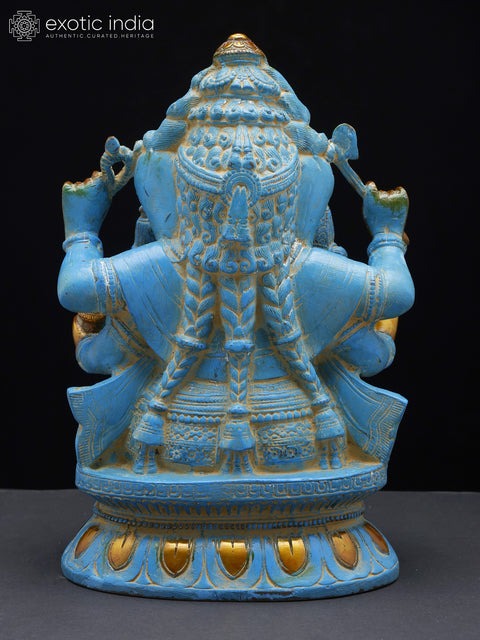 12" Ganesha Statue with Riddhi Siddhi | Handmade Brass Statue | Made in India