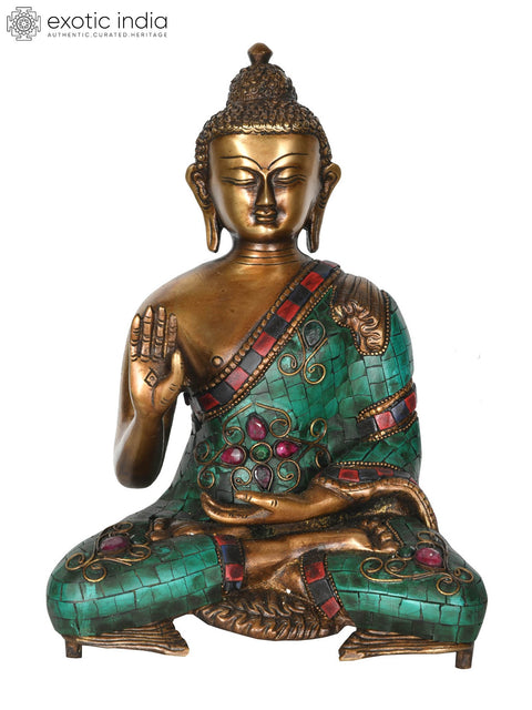 11" Lord Buddha Granting Abhaya (Tibetan Buddhist) In Brass | Handmade | Made In India