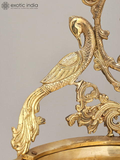 20" Designer Lord Ganesha Urli in Brass with Peacocks | Handmade | Made In India