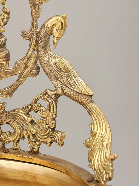 20" Designer Lord Ganesha Urli in Brass with Peacocks | Handmade | Made In India