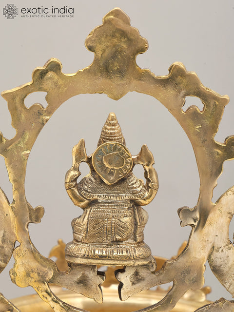 20" Designer Lord Ganesha Urli in Brass with Peacocks | Handmade | Made In India