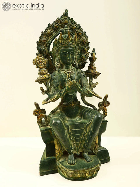 12" Tibetan Buddhist Deity Maitreya - The Future Buddha | Handmade Brass Statue