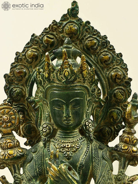 12" Tibetan Buddhist Deity Maitreya - The Future Buddha | Handmade Brass Statue