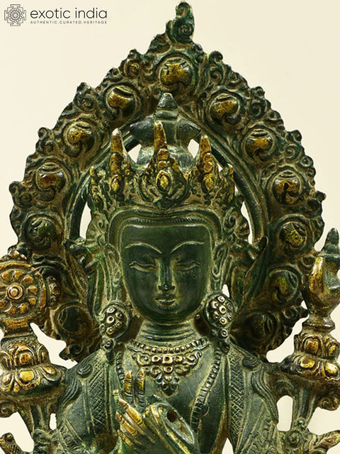 12" Tibetan Buddhist Deity Maitreya - The Future Buddha | Handmade Brass Statue