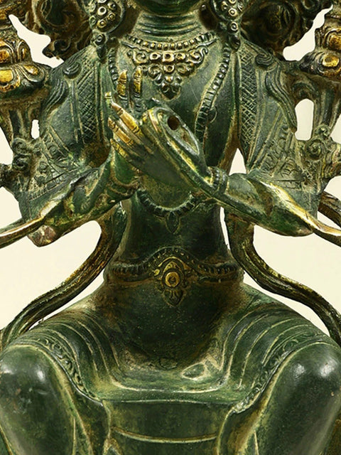 12" Tibetan Buddhist Deity Maitreya - The Future Buddha | Handmade Brass Statue