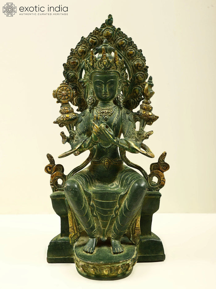 12" Handmade Brass Maitreya Buddha Statue for Home Pooja