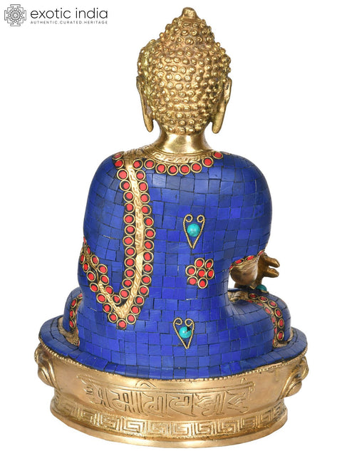 12" (Tibetan Buddhist Deity) Lapis Healing Buddha In Brass | Handmade | Made In India