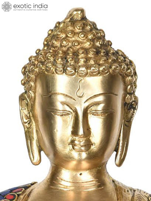 12" (Tibetan Buddhist Deity) Lapis Healing Buddha In Brass | Handmade | Made In India