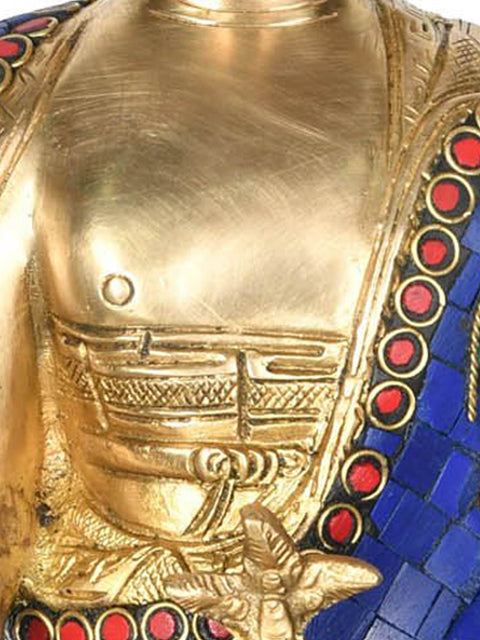 12" (Tibetan Buddhist Deity) Lapis Healing Buddha In Brass | Handmade | Made In India