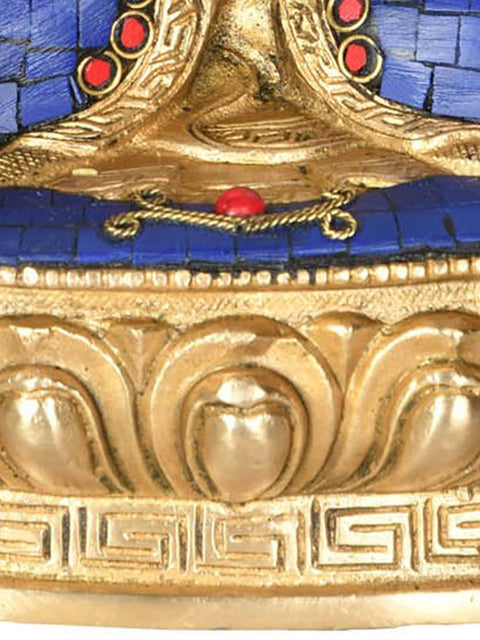 12" (Tibetan Buddhist Deity) Lapis Healing Buddha In Brass | Handmade | Made In India