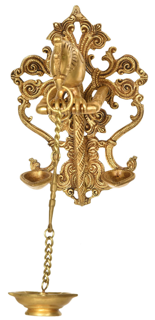 Wall Mounted Parrot Brass Wick Lamp