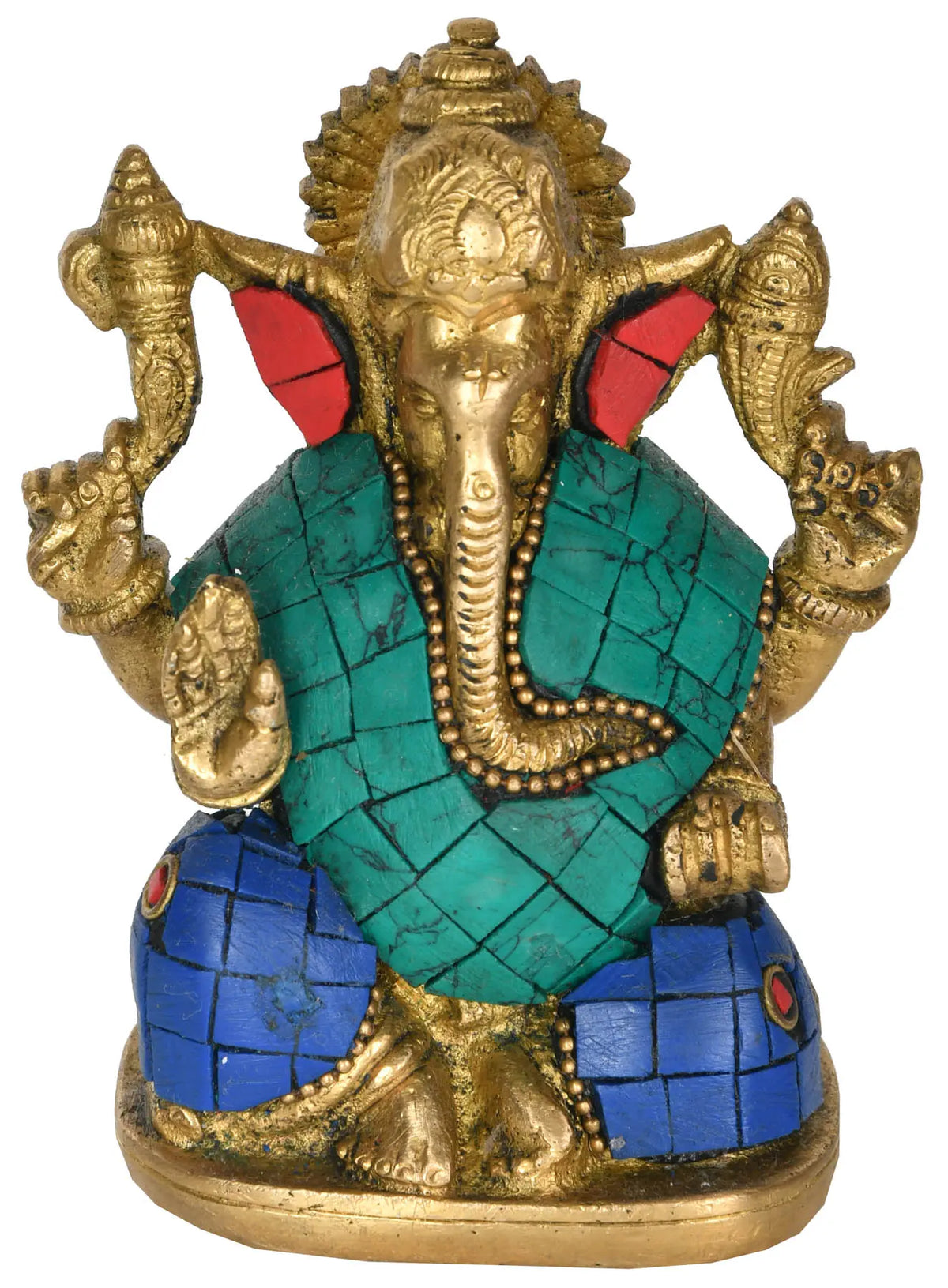 4" Blessing Ganesha Brass Sculpture | Handmade | Made in India