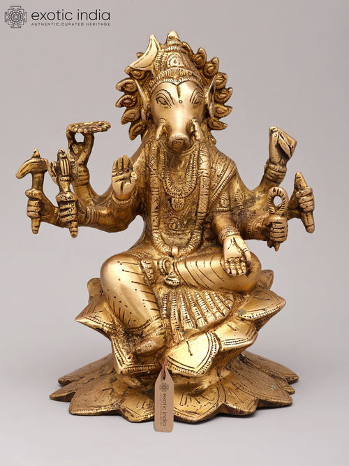 8" Goddess Varahi Handmade Brass Sculpture