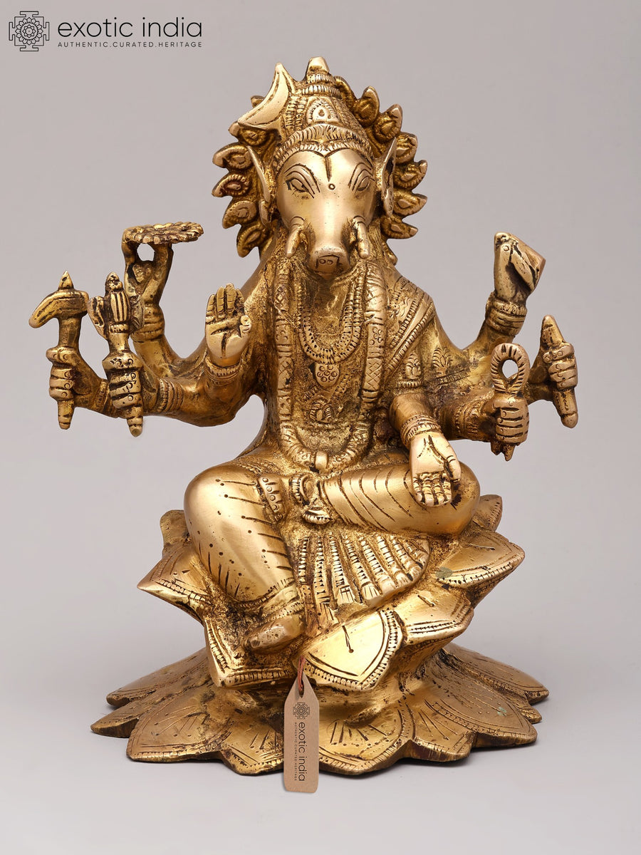 8" Goddess Varahi Handmade Brass Sculpture