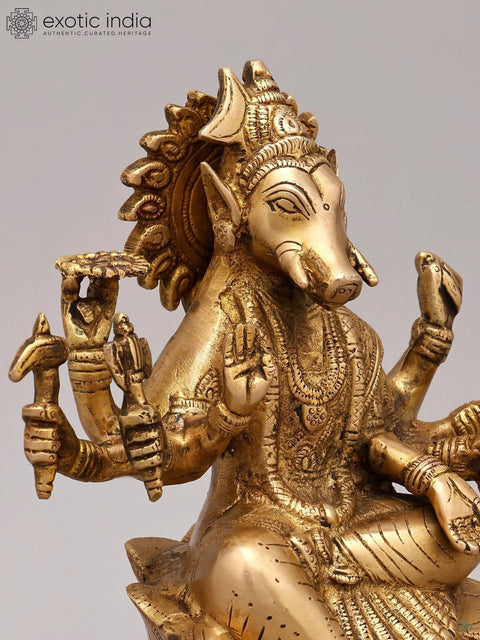 8" Goddess Varahi Brass Sculpture | Handmade