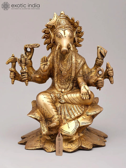 8" Goddess Varahi Brass Sculpture | Handmade