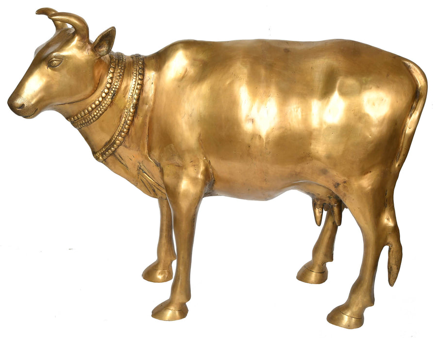 22" Large Sacred Cow Brass Statue Handmade