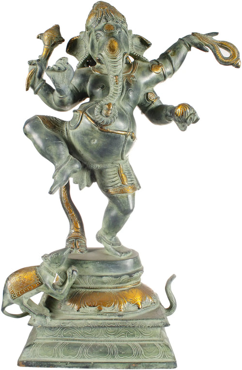 19" Dancing Ganesha Handmade Brass Statue