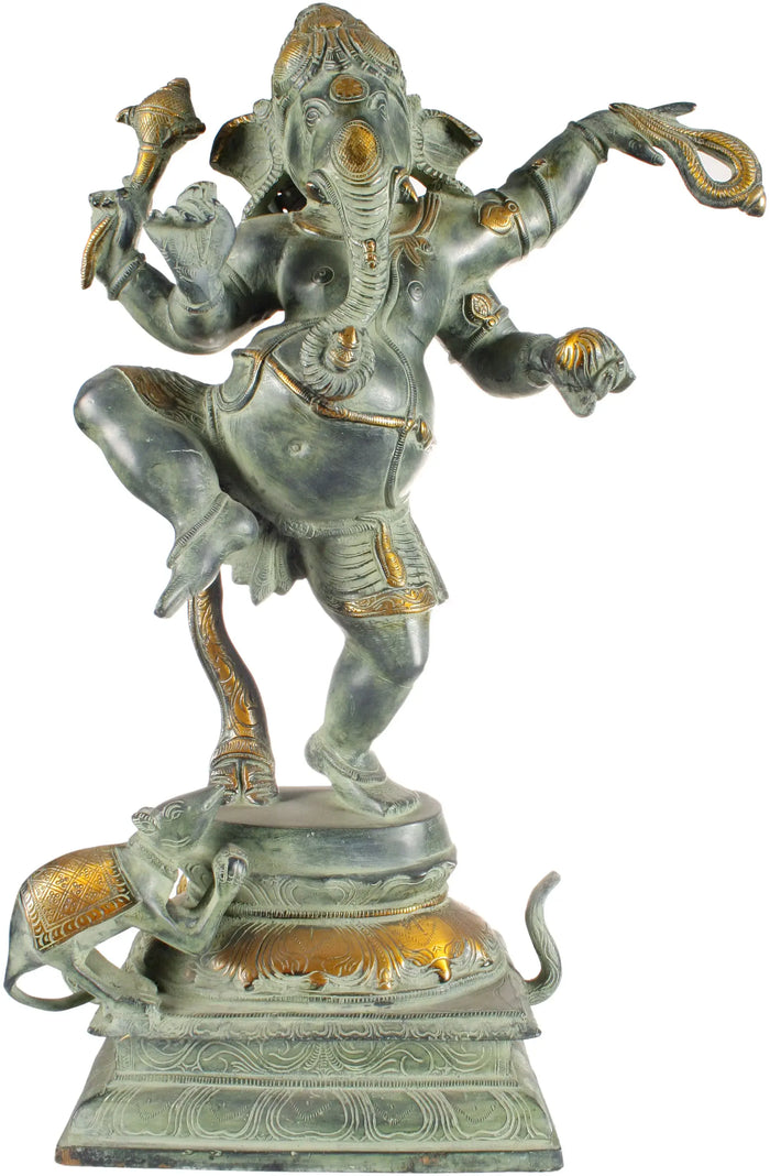 19" Dancing Ganesha Handmade Brass Statue
