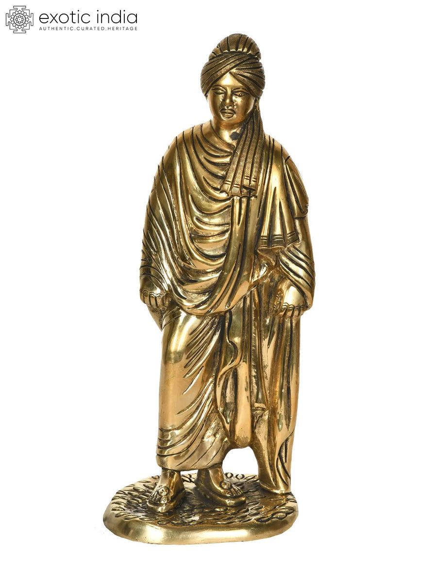 10" Swami Vivekananda Handmade Brass Statue