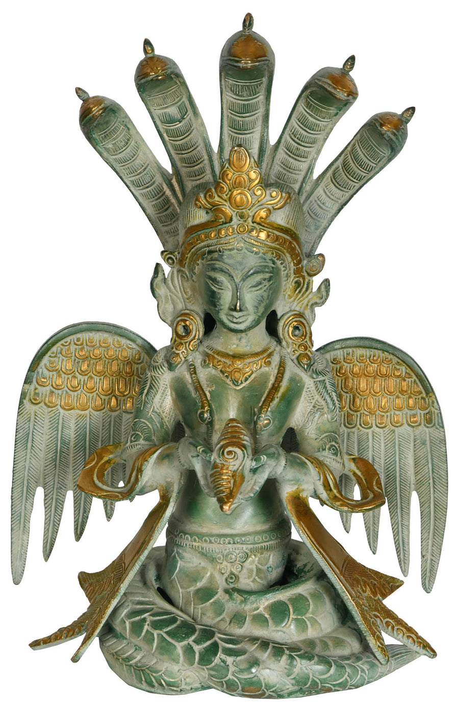 10" Handmade Naga Kanya Brass Statue
