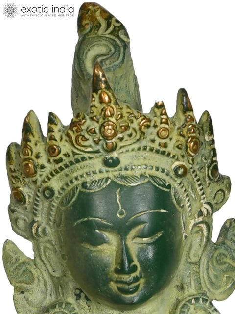 8" Brass Goddess Green Tara Statue | Buddhist Deity Sculpture