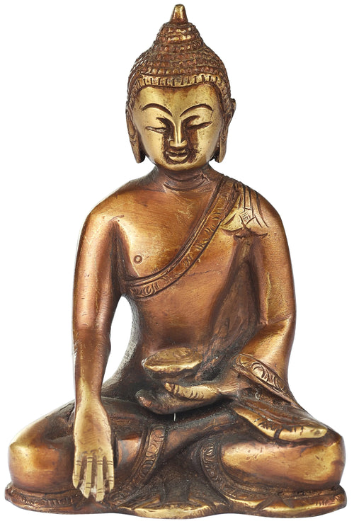 4" Samadhi Buddha Handmade Brass Sculpture for Home Decor