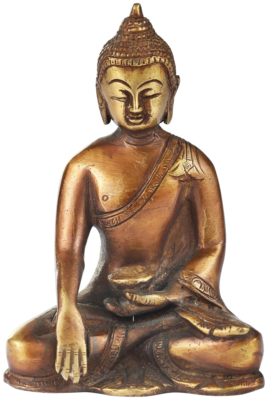 4" Samadhi Buddha Handmade Brass Sculpture for Home Decor