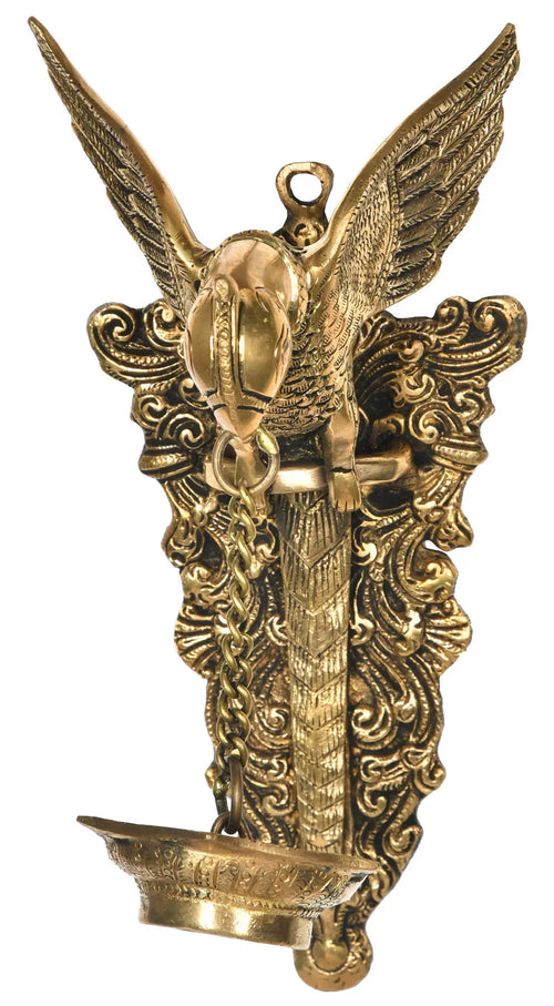10" Brass Parrot Wall Hanging Lamp Handmade