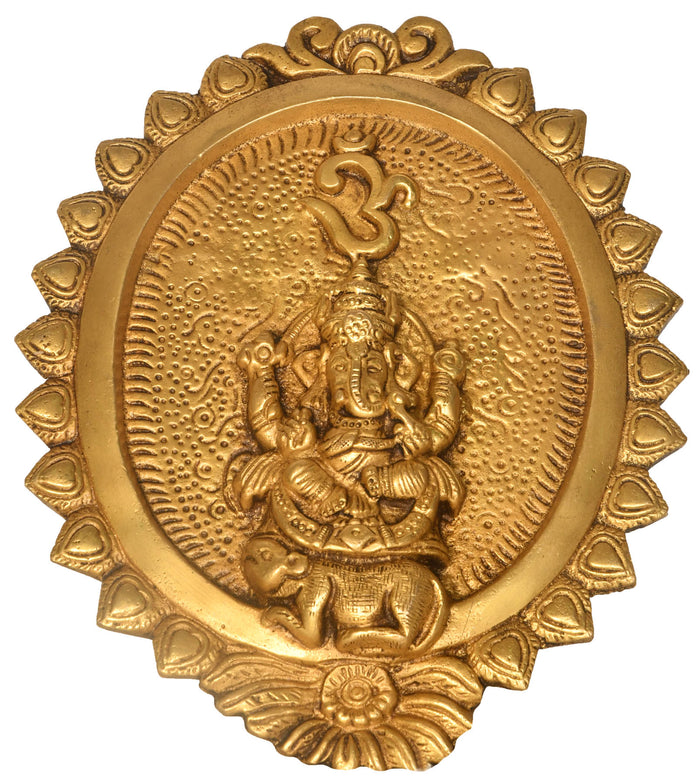 8" OM Ganesha Brass Wall Hanging Handmade