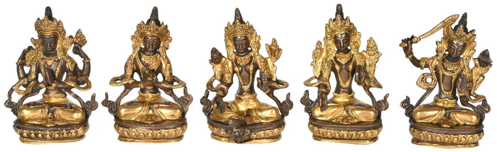 5" Set of Five Bodhisattvas Deities In Brass | Handmade | Made In India