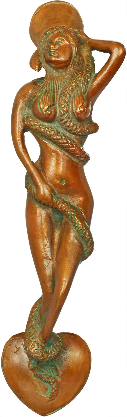 Snake Woman Brass Door Handle