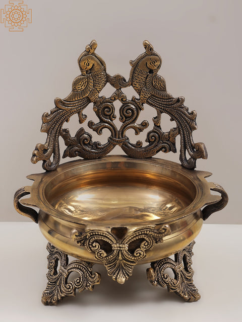 Brass Peacock Urli