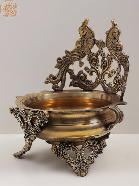 Brass Peacock Urli