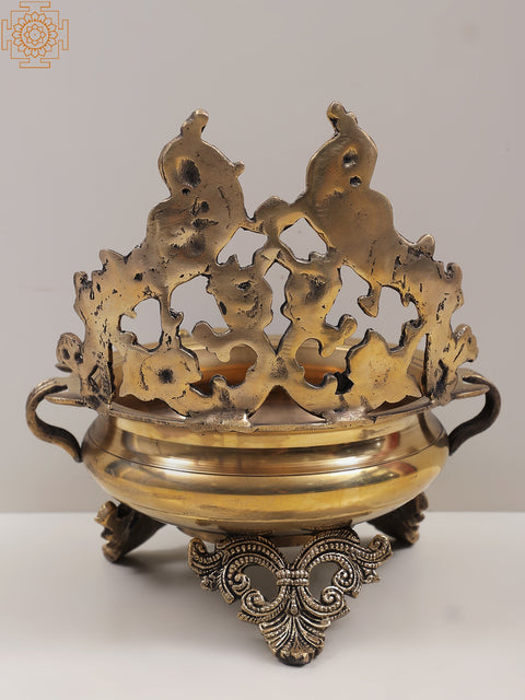 Brass Peacock Urli