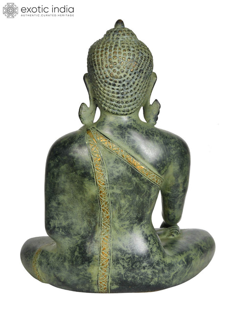 12" Lord Buddha in Earth Touching Gesture In Brass | Handmade | Made In India